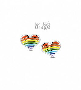 Orage Kids/Teens -oorringen  steker – hart regenboog